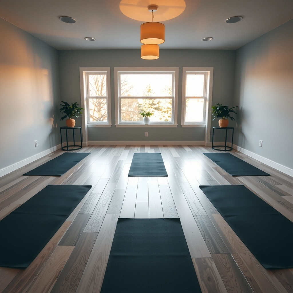 A welcoming yoga studio with mats laid out